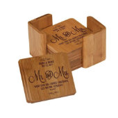 Sweet Engraved Anniversary Bamboo 7Pc Coaster Set (Front)