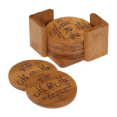 Sweet Engraved Anniversary Bamboo 7Pc Coaster Set (Front)