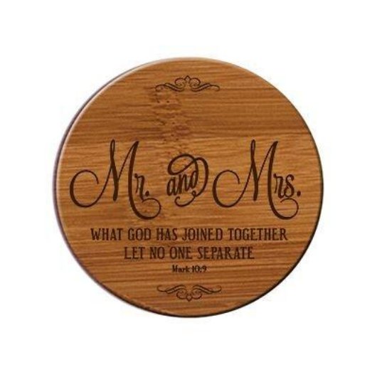 Sweet Engraved Anniversary Bamboo 7Pc Coaster Set (Front)