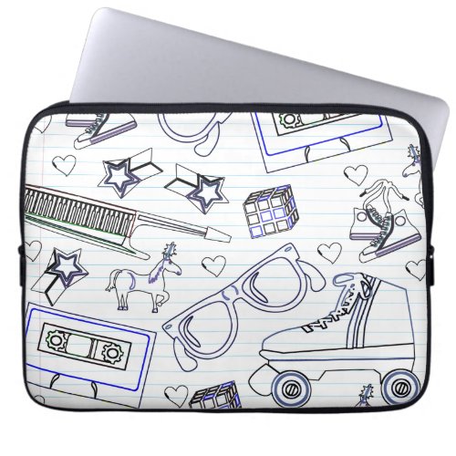 Sweet Epic Fun Eighties Doodle Time Art  Laptop Sleeve