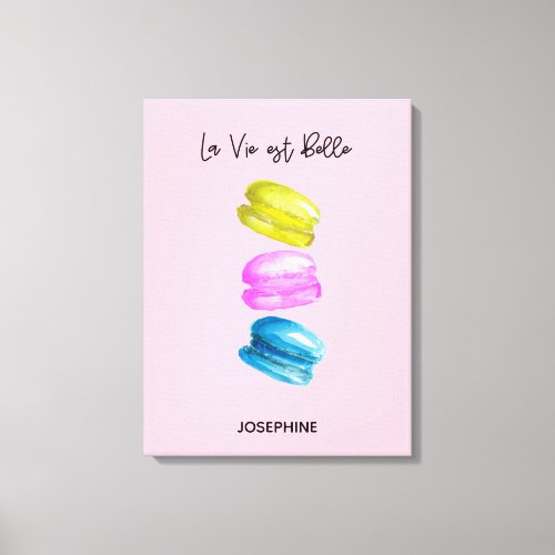 Sweet Essence of Life Personalized French Macaron Canvas Print