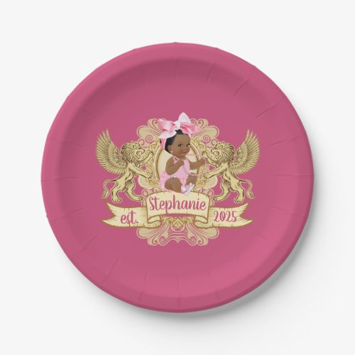 Sweet Ethnic Baby Girl Elegant Pink Paper Plates