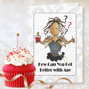 Sweet Ethnic Female Cartoon Funny Saying Birthday  Card