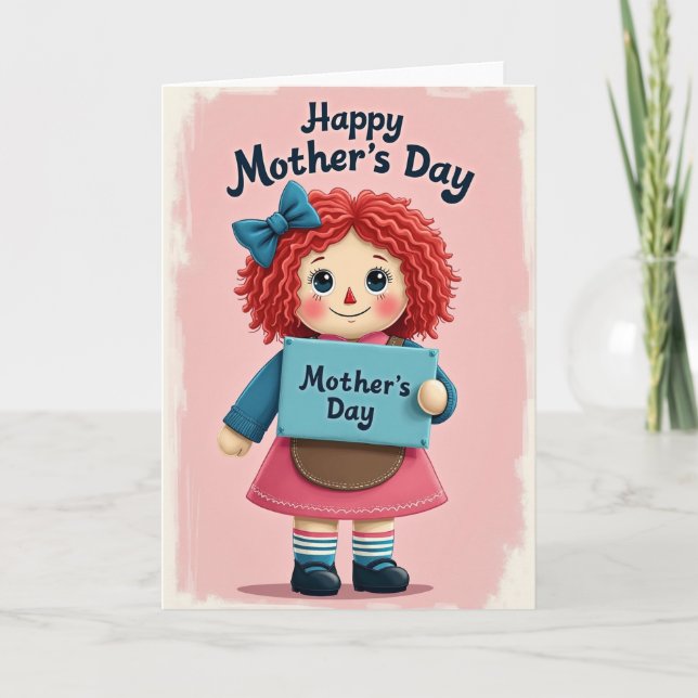 Sweet Fabric Doll Mothers Day Card (Front)