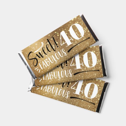 Sweet Fabulous Birthday Gold Sparkle Custom Age Hershey Bar Favors