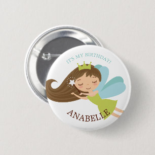 Sweet Faerie Princess "Birthday Girl" Personalized Button