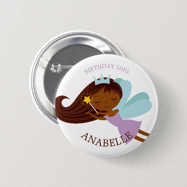 Sweet Faerie Princess "Birthday Girl" Personalized Button (Front & Back)