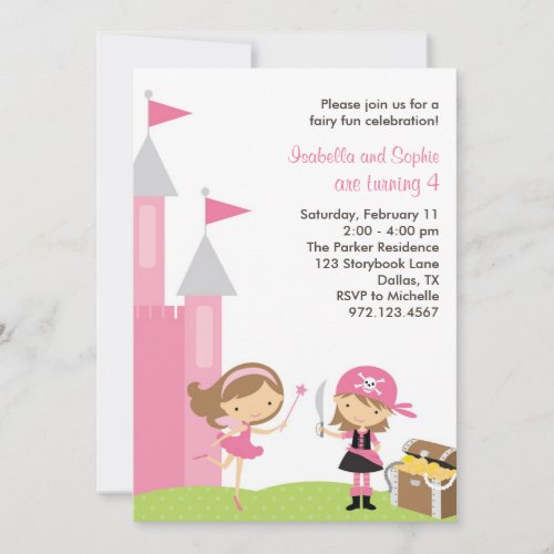 Sweet Fairy and Pink Pirate Invitation