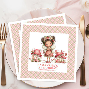 Sweet Fairy Birthday Pink Floral Blush Party Paper Dinner Napkins