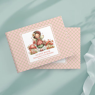 Sweet Fairy Blush Floral Girl Birthday Guest Book