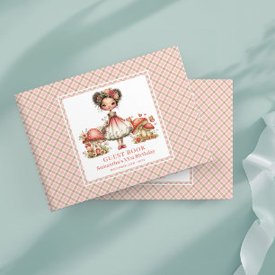 Sweet Fairy Blush Mushroom Floral Guest Book