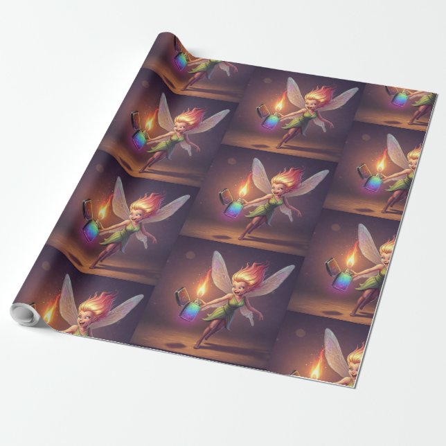 Sweet Fairy Bridal Shower Wrapping Paper (Unrolled)