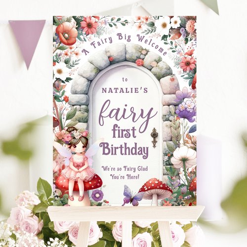 Sweet Fairy Door Fairy First Birthday Welcome Sign