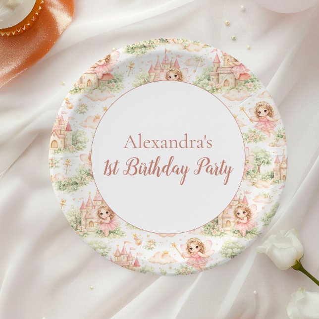 Sweet Fairy First Birthday Girl Paper Plates (Creator Uploaded)