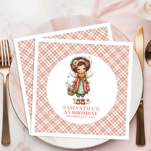 Sweet Fairy Magical Floral 5th Birthday Party Napk Paper Dinner Napkins