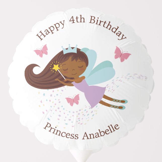 Sweet Fairy Princess Girls Birthday Balloon (Front)