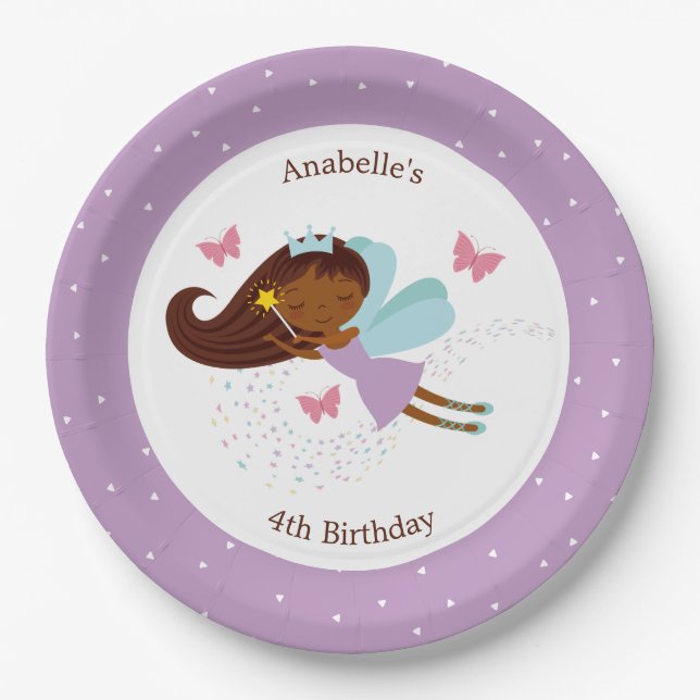 Sweet Fairy Princess Girl's Birthday Paper Plates (Front)