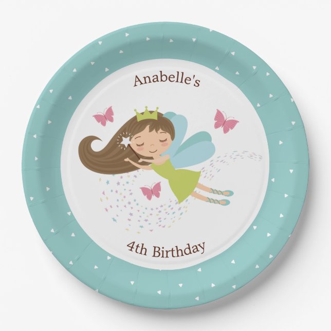 Sweet Fairy Princess Girl's Birthday Paper Plates (Front)