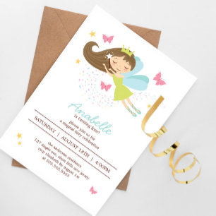 Sweet Fairy Princess Girl's Birthday Party Invitation