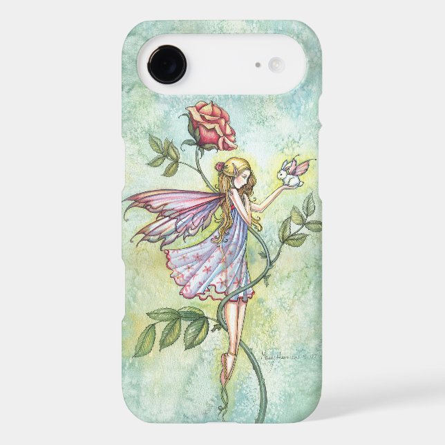 Sweet Fairy with Winged Bunny Fantasy Art iPhone Case (Back)