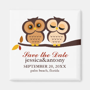 Sweet Fall Owls Wedding Magnet