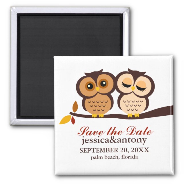 Sweet Fall Owls Wedding Magnet (Front)