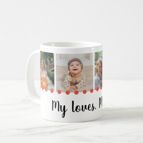 Sweet Family 4 Photo Pink Dots Collage Coffee Mug