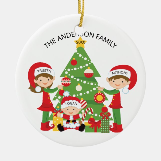 Sweet Family of 3 Personalized Christmas Ornament (Front)