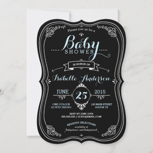 Sweet Fancy Chalkboard Boy Baby Shower Invites