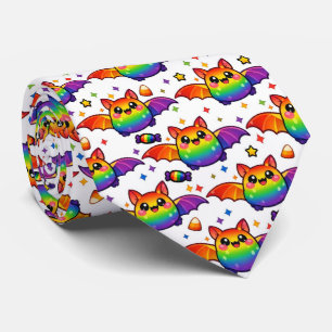 🦇🌈 Sweet & Fangtastic Rainbow Bat Necktie
