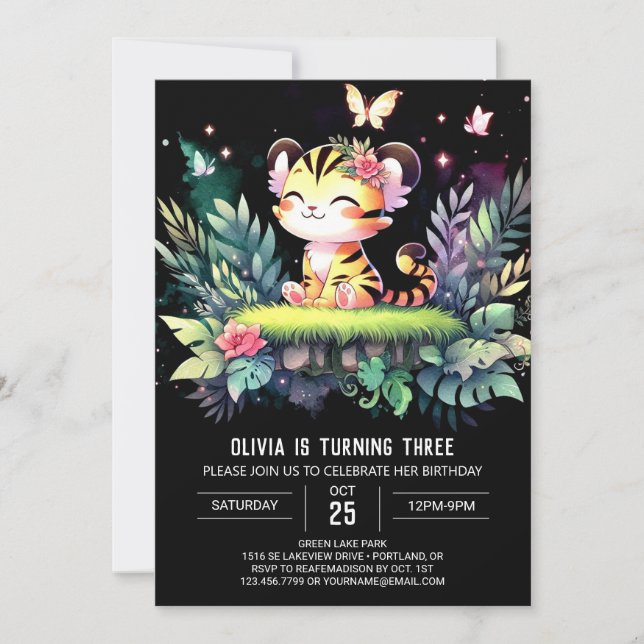 Sweet Fantasy Tiger Birthday Invitation (Front)