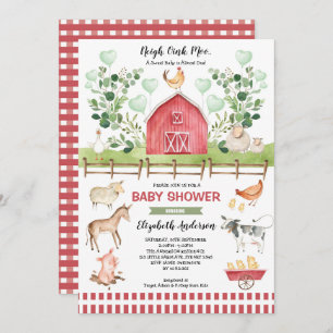 Sweet Farm Animals Barnyard Baby Shower Invitation
