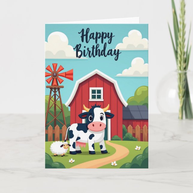 Sweet Farm Animals Birthday Card (Front)