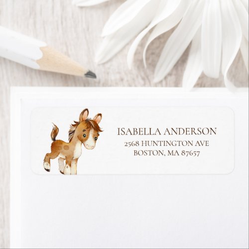 Sweet Farm Horse Baby Shower Address Label