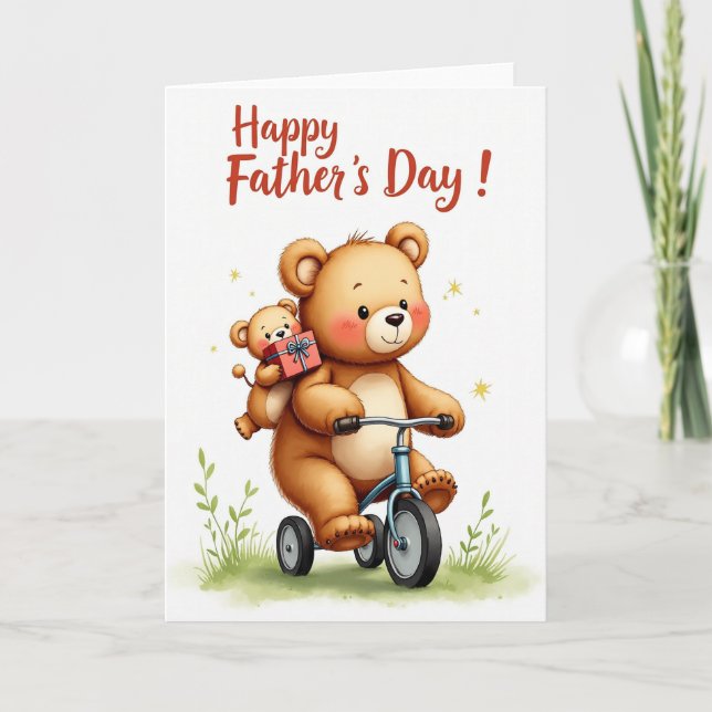 Sweet Fathers Day Bear Ride Card (Front)
