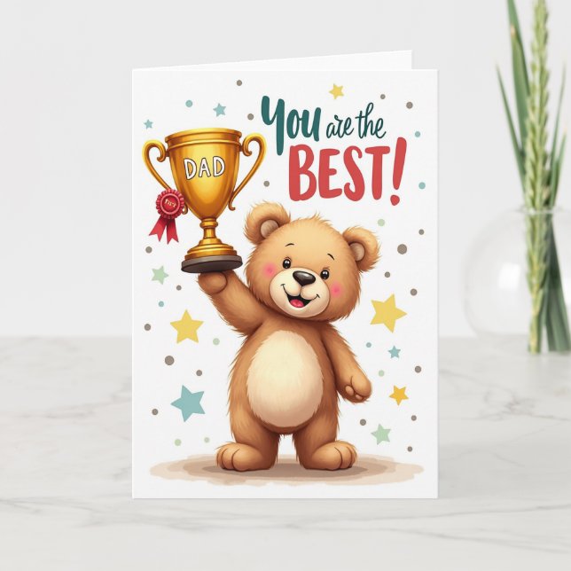 Sweet Fathers Day Bear Trophy Card (Front)