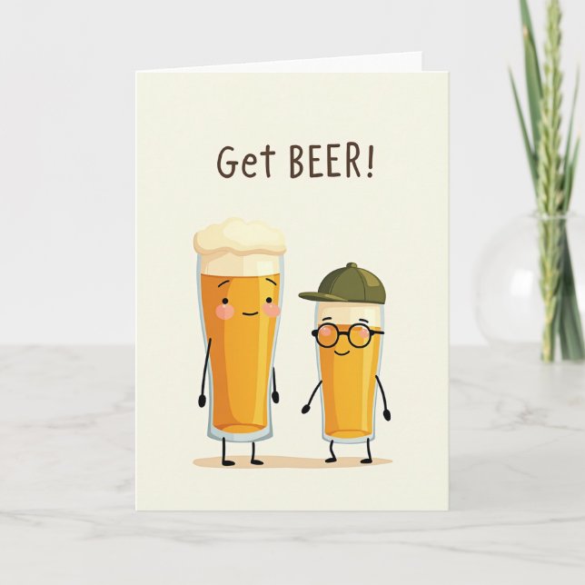 Sweet Fathers Day Beer Glasses Card (Front)