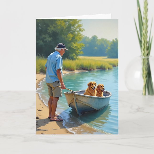 Sweet Fathers Day Boat Scene Card (Front)