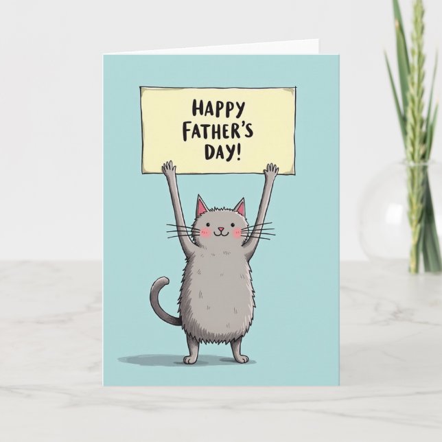 Sweet Fathers Day Cat Banner Card (Front)