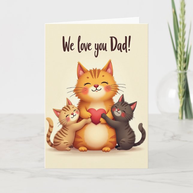 Sweet Fathers Day Cat Hug Card (Front)