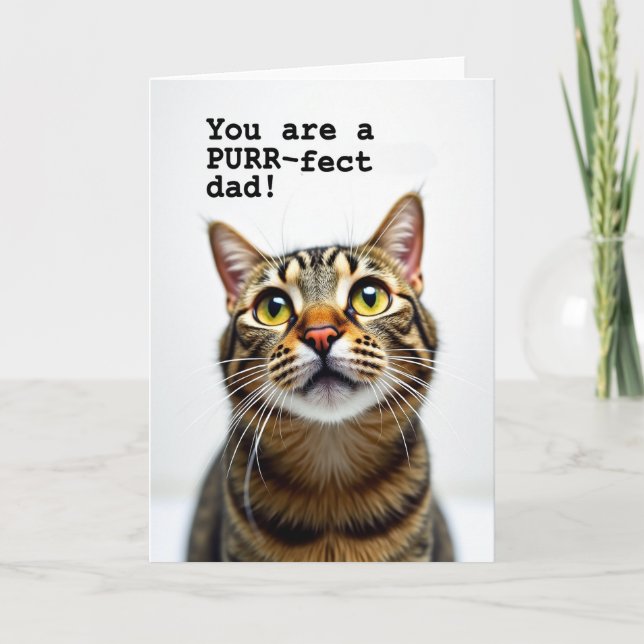 Sweet Fathers Day Cat Look Card (Front)