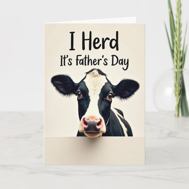 Sweet Fathers Day Cow Peek Card (Front)