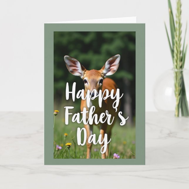 Sweet Fathers Day Fawn In Field Card (Front)