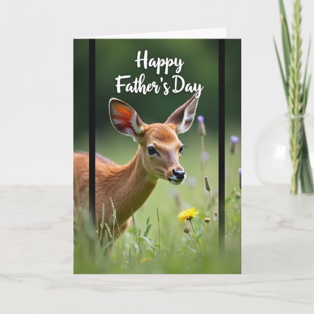 Sweet Fathers Day Fawn Meadow Card (Front)