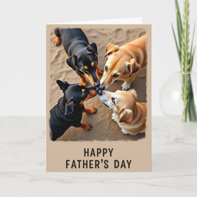 Sweet Fathers Day Four Dogs Card (Front)