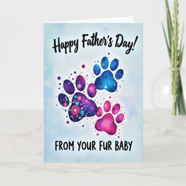 Sweet Fathers Day Galaxy Paw Card (Front)