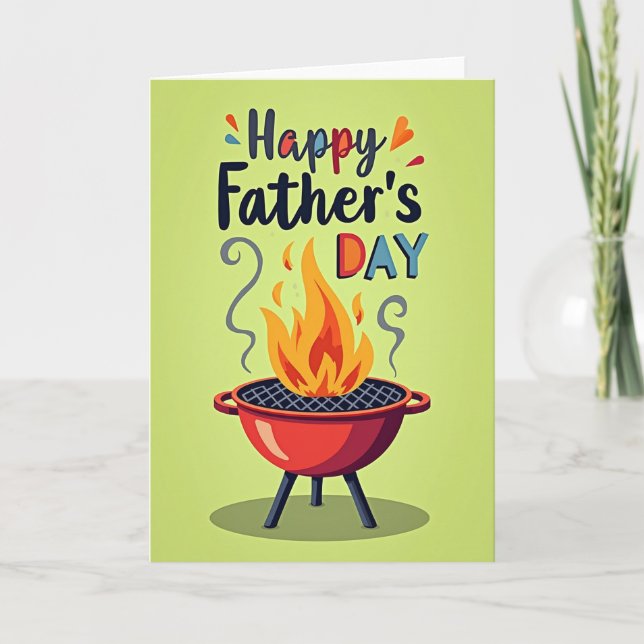 Sweet Fathers Day Grill Fire Card (Front)