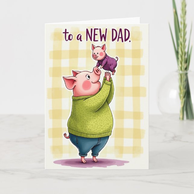Sweet Fathers Day Pig Art Card (Front)