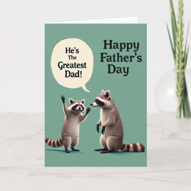 Sweet Fathers Day Raccoons Card (Front)