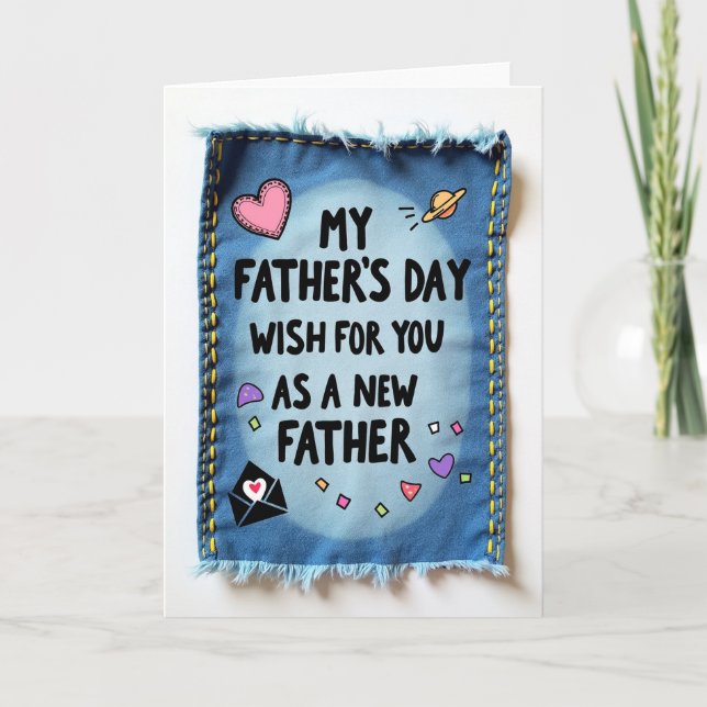 Sweet Fathers Day Textile Art Card (Front)